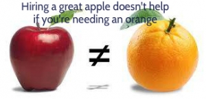 Hiring apples not oranges